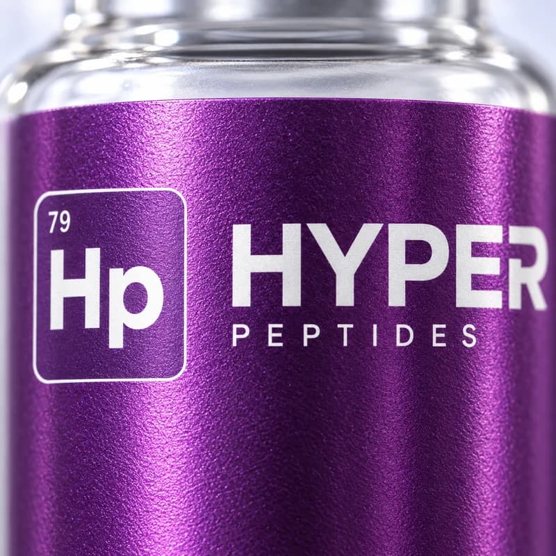 Знак Hp и надпись HYPER PEPTIDES на этикетке